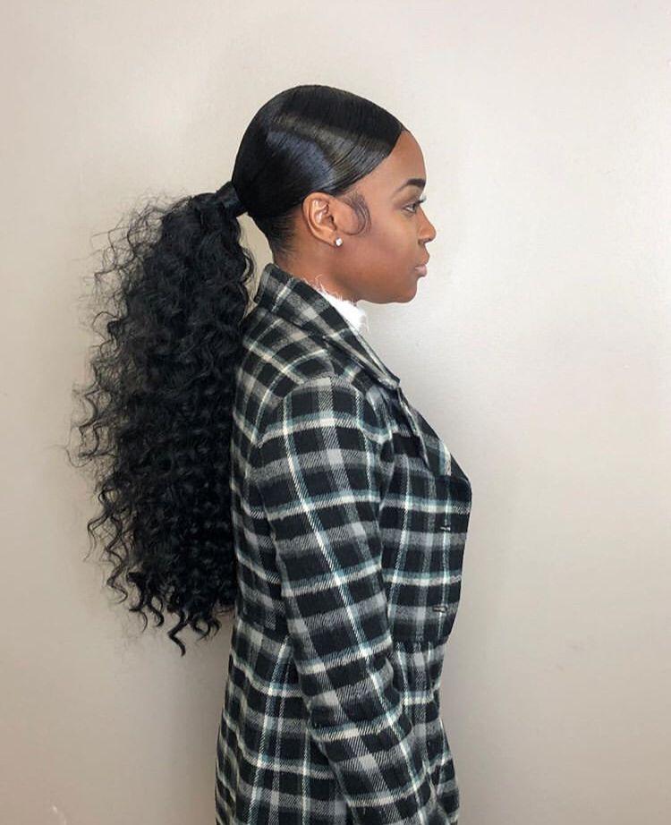 Seitenscheitel Slick Back Ponytail Locken