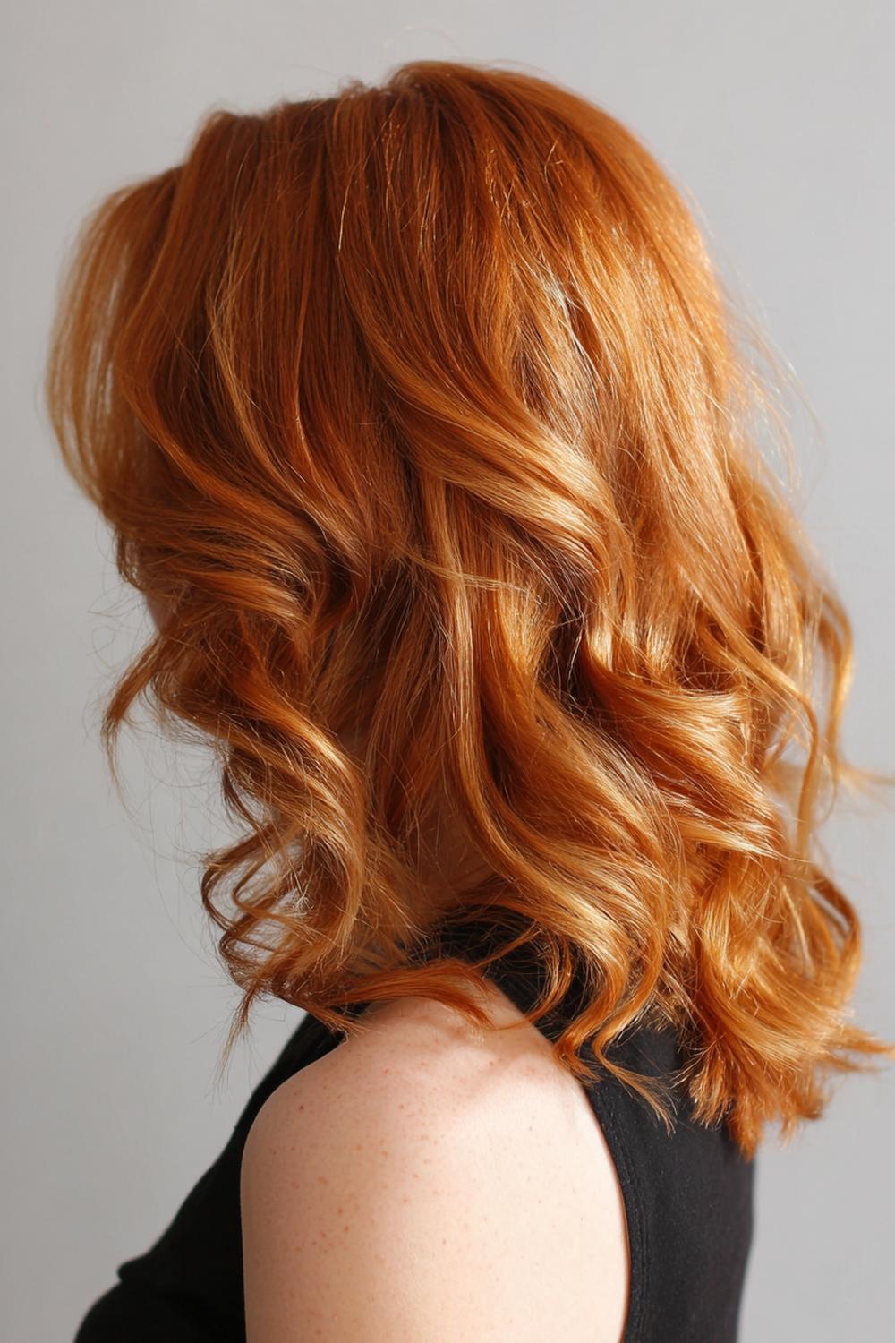 24. Sommer Haare Frauen 2026: Kupferglanz-Farbe mit weichen Wellen