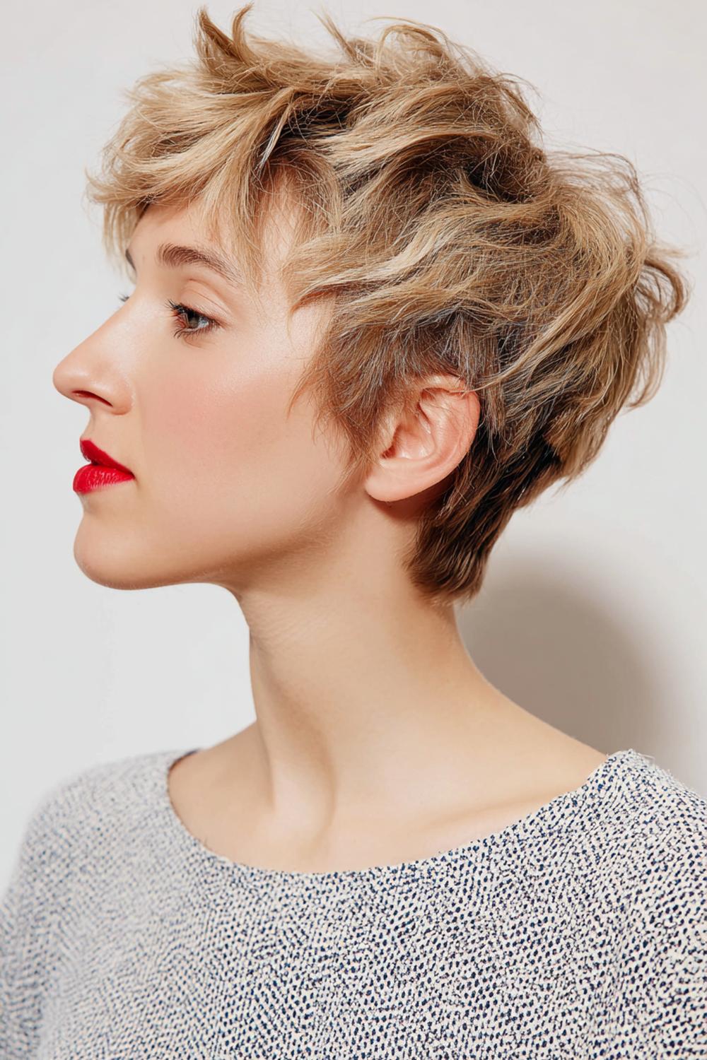 29. Sommer Haare Frauen 2026: Kurzer Bixie Cut mit texturierter Krone