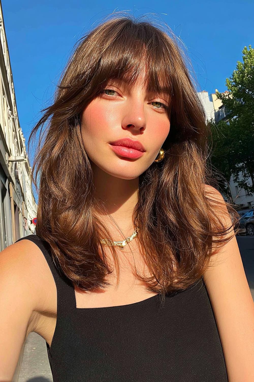 4. Sommer Haare Frauen 2026: Curtain Bangs mit sonnigem Face-Framing
