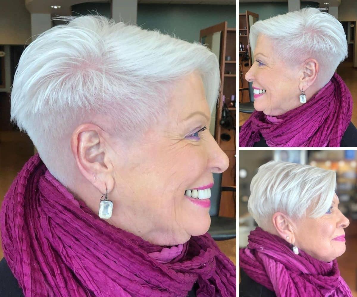 Silberweißer Pixie Undercut