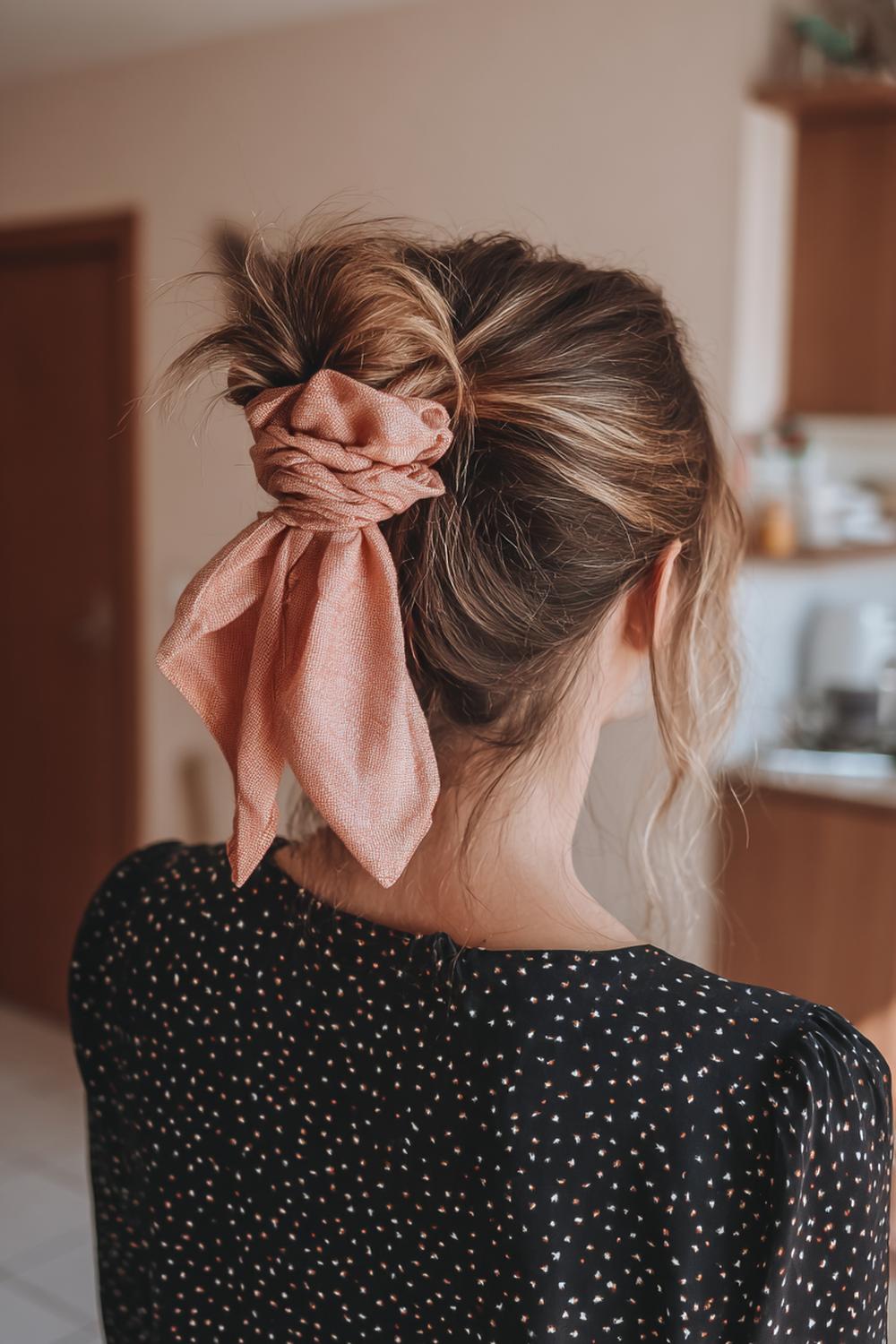 4. Urlaubs Frisuren 2026: Halbhoch-Knoten mit Leinenband