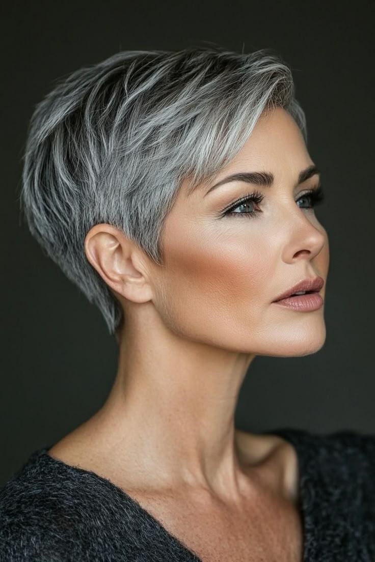 20 Grauer Pixie Cut Ideen Die Graues Haar Modern